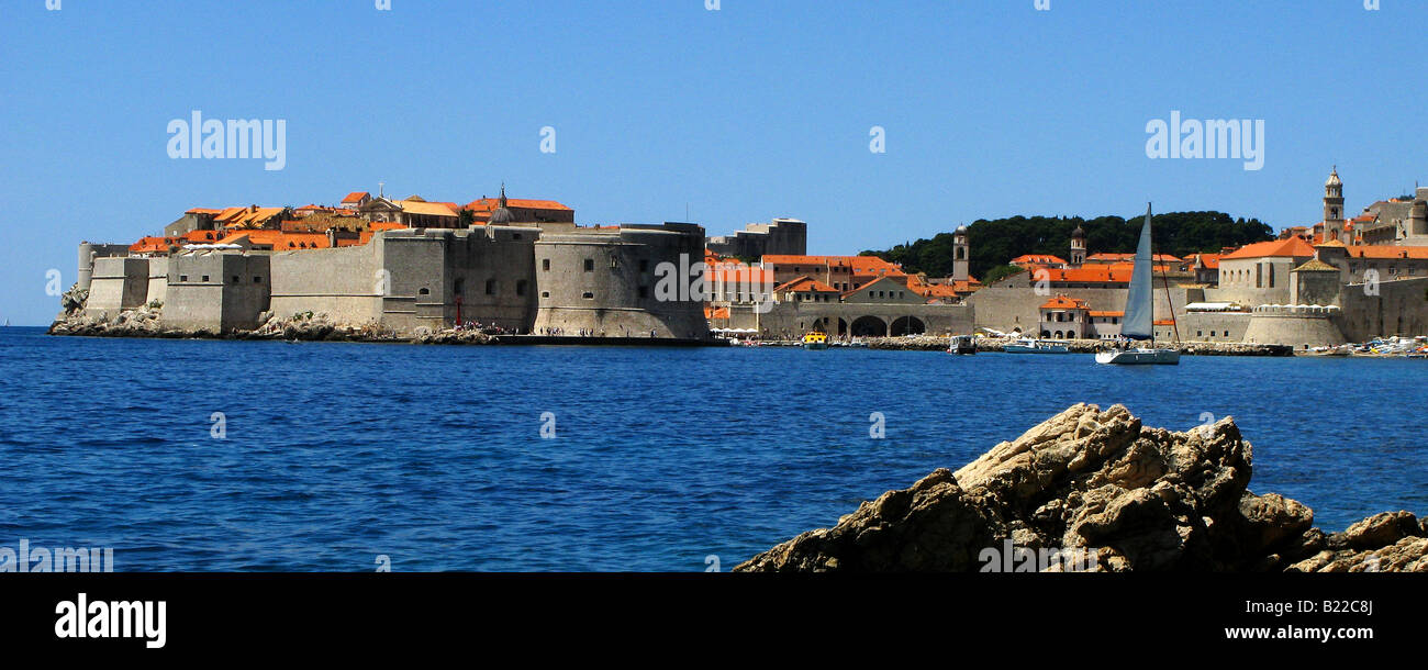 Dubrovnik, storico medievale, la Città Vecchia e il porto, Croazia, Balcani Foto Stock