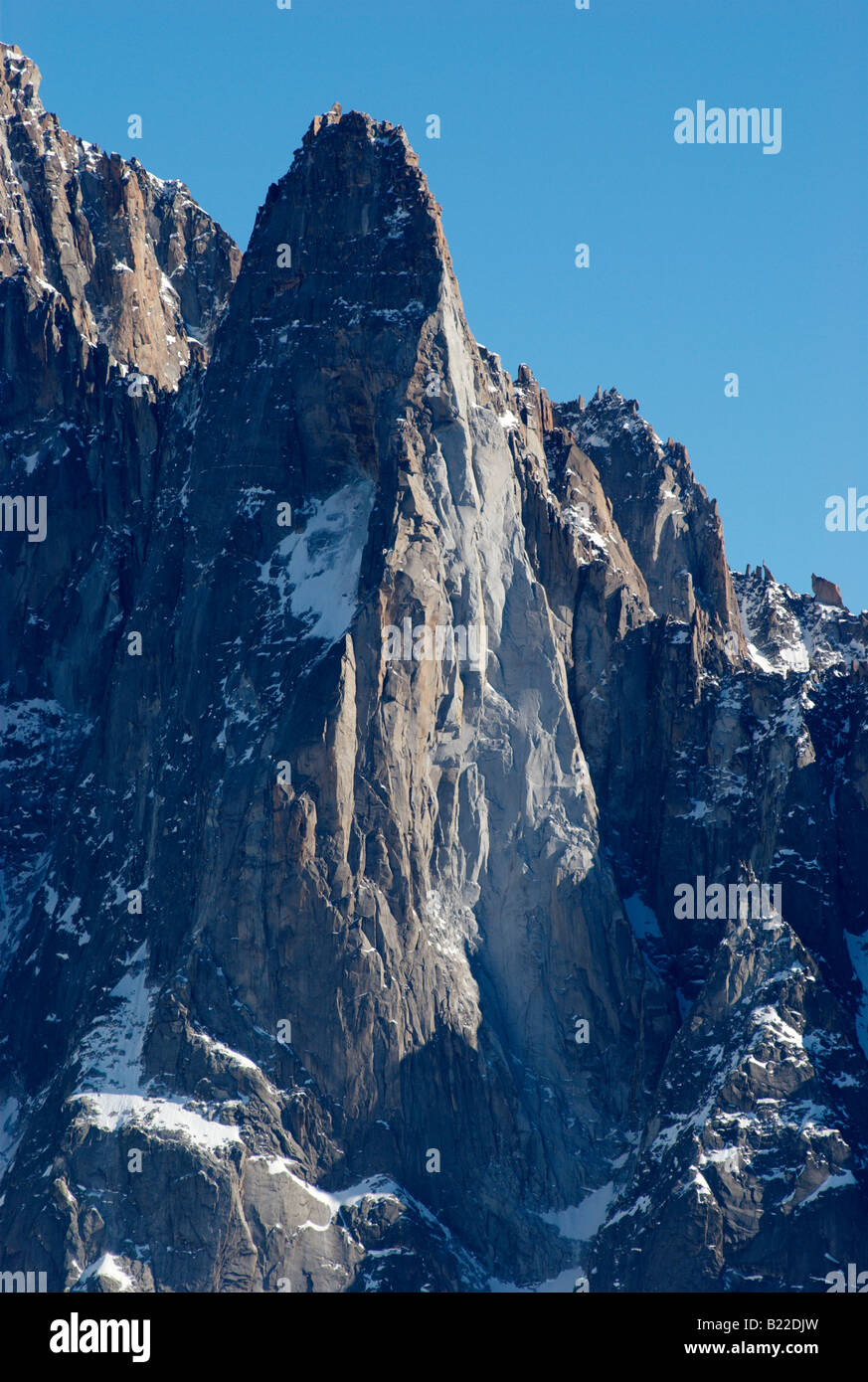 Nord ovest / facce di Les Drus (3754m) a Chamonix, Francia Foto Stock