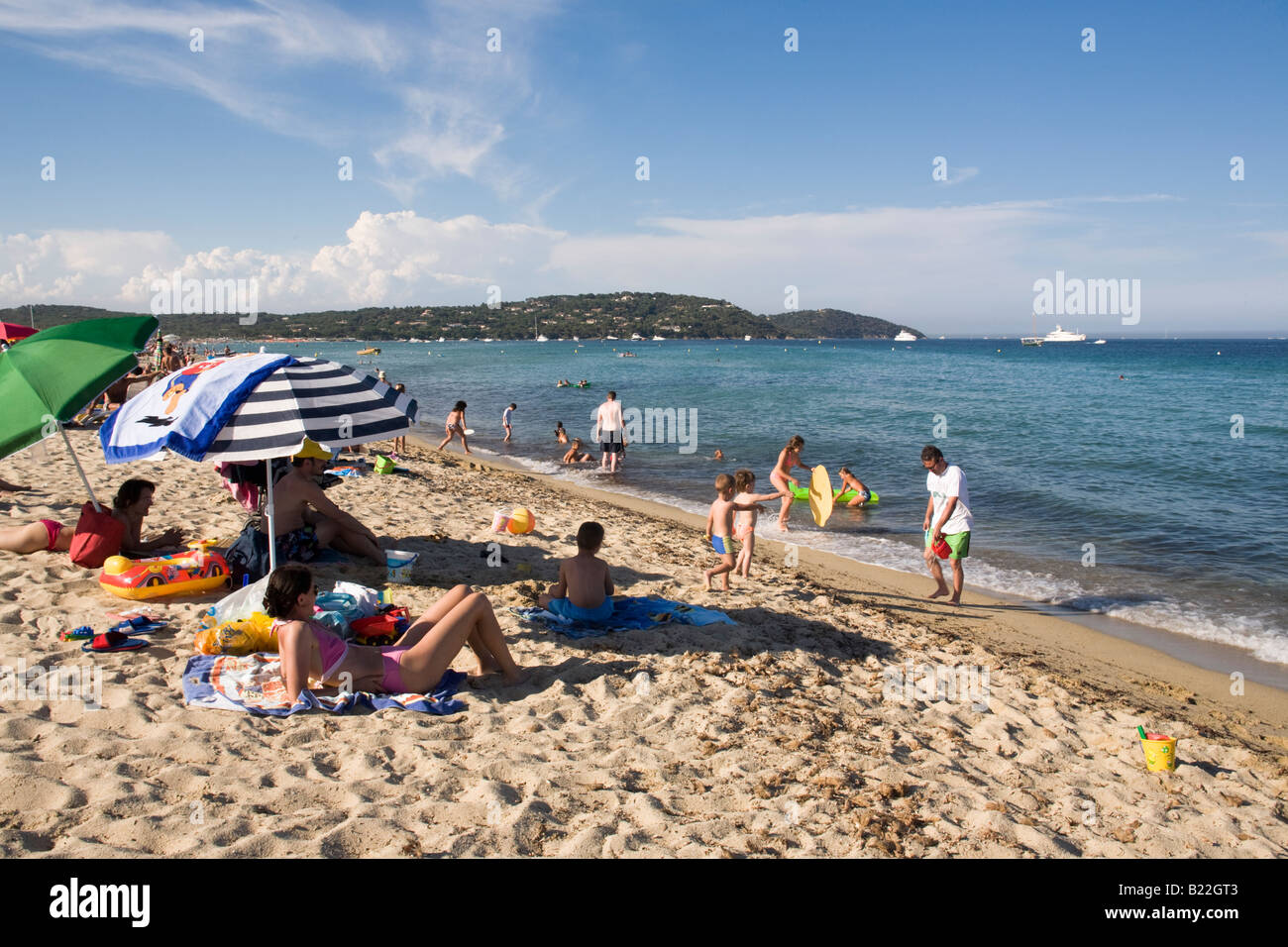 Plage de Pampelonne, Spiaggia di St Tropez, Francia, Cote d'Azur Foto Stock