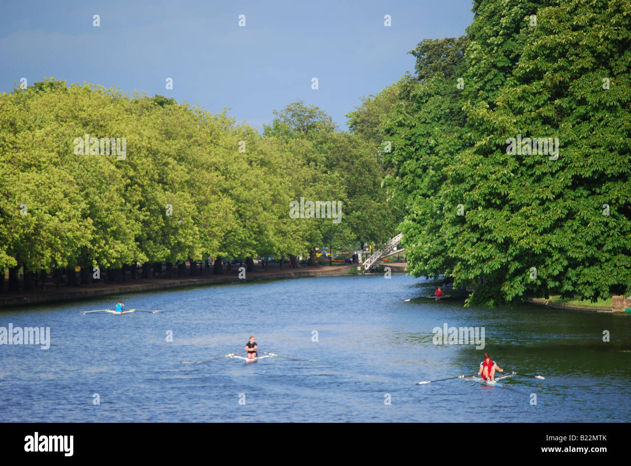 I canottieri sul Fiume Great Ouse, Bedford, Bedfordshire, England, Regno Unito Foto Stock