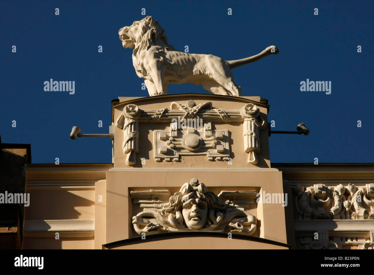 Lion architettura Art Nouveau a Riga Lettonia Paesi Baltici Foto Stock