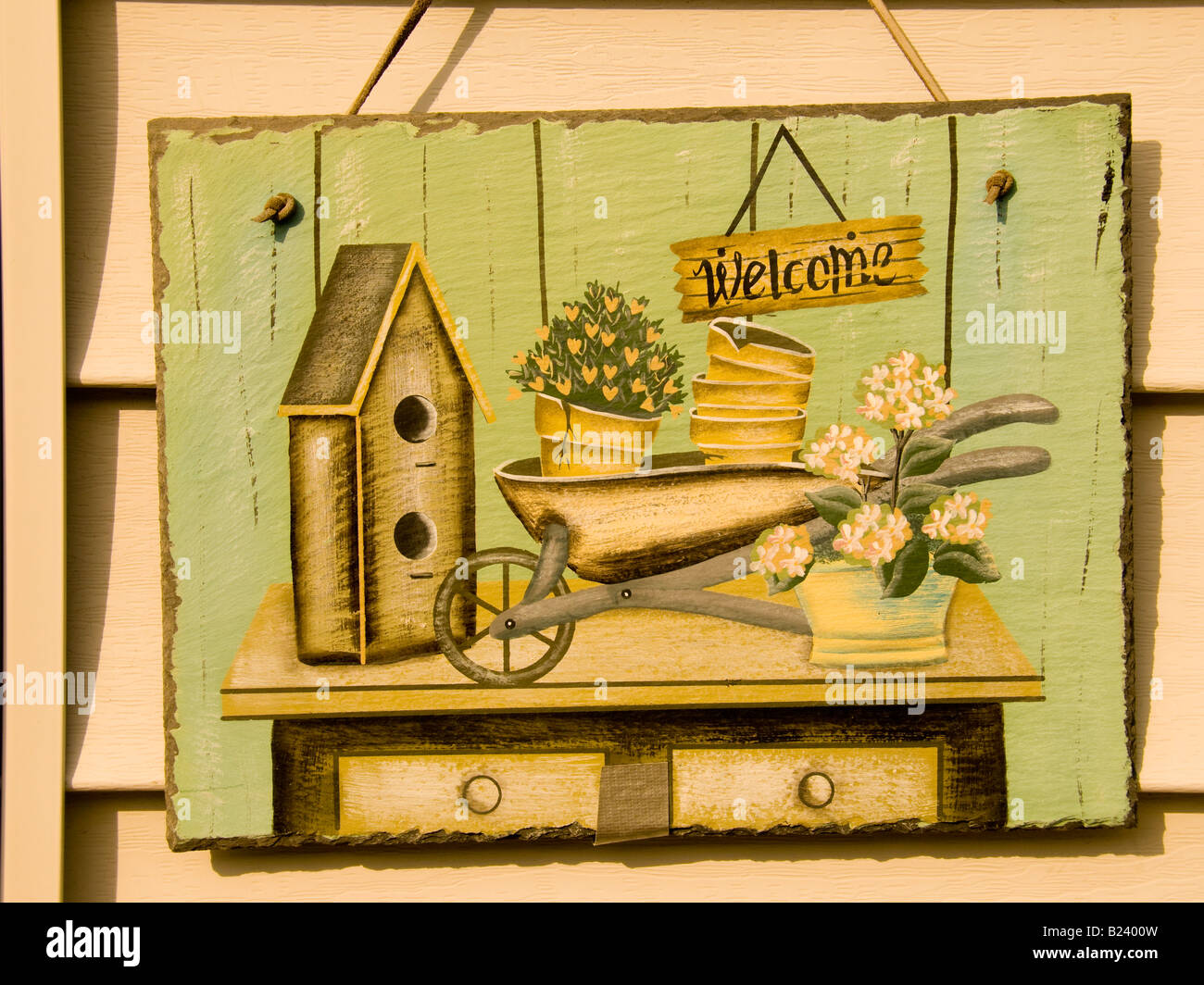 Canada New Brunswick segno di benvenuto presso un bed e breakfast nel villaggio di pescatori di Alma Baia di Fundy Foto Stock