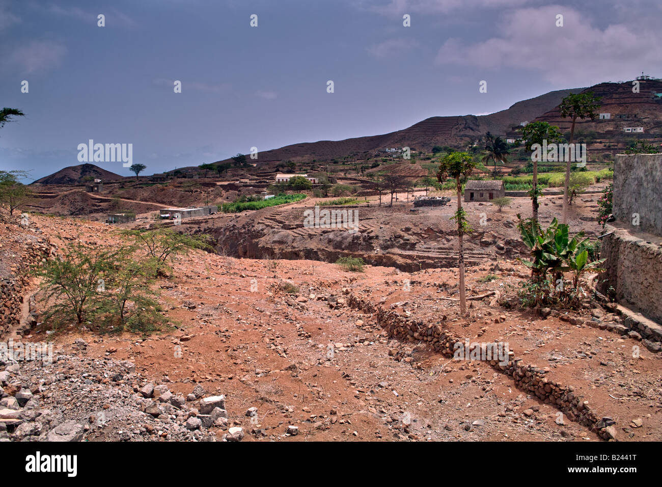 La vista di Ribeira da Cruz nel nord del Santo Antao Capo Verde Foto Stock