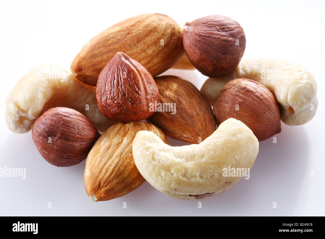 Dadi di oggetti su sfondo bianco Foto Stock