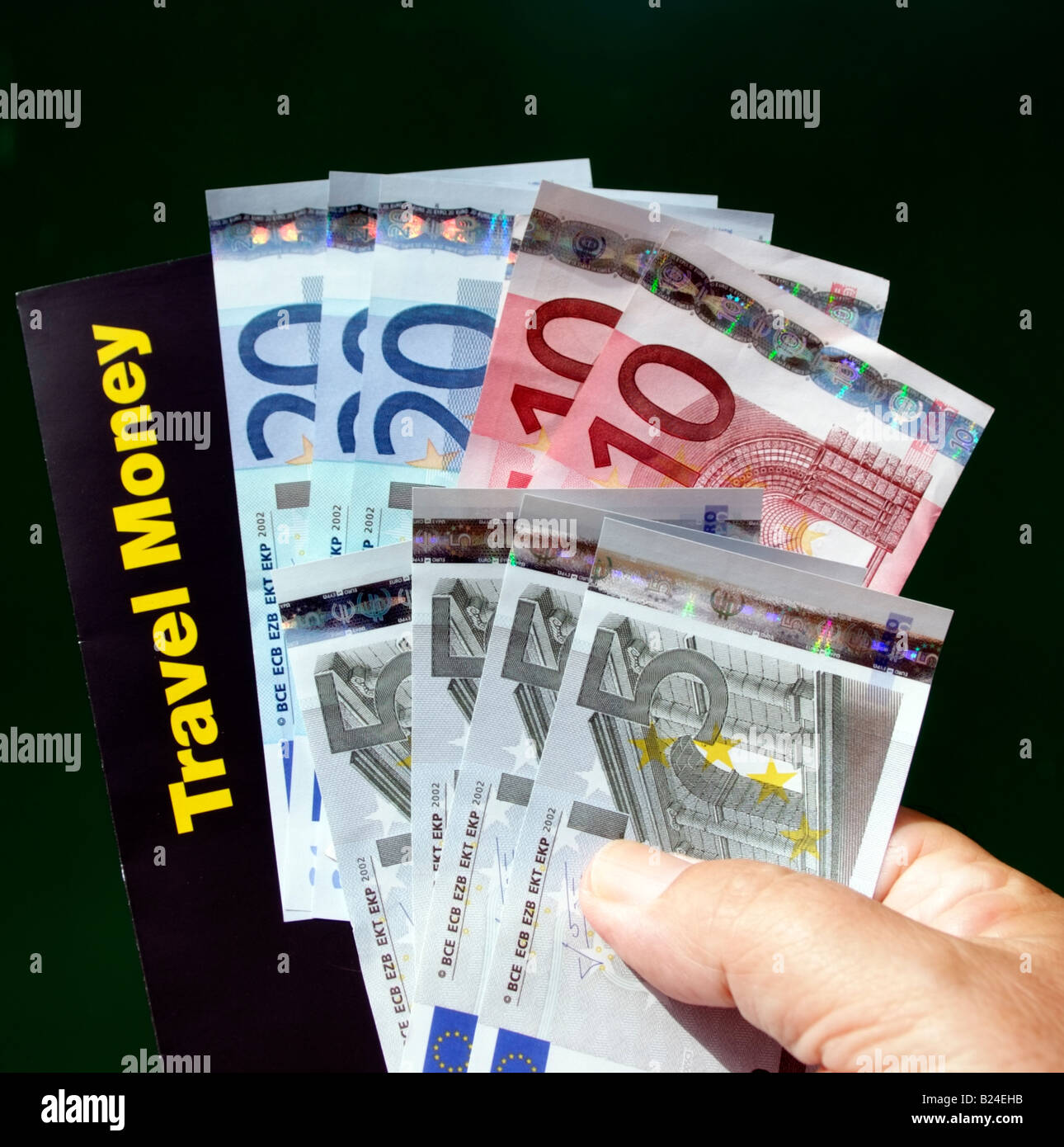 Denaro da viaggio busta banconote in euro Foto Stock