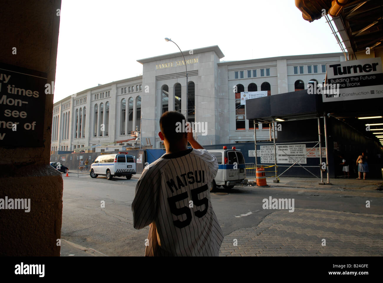 Una ventola fotografie sotto costruzione nuova Yankee Stadium di New York borough Bronx Foto Stock
