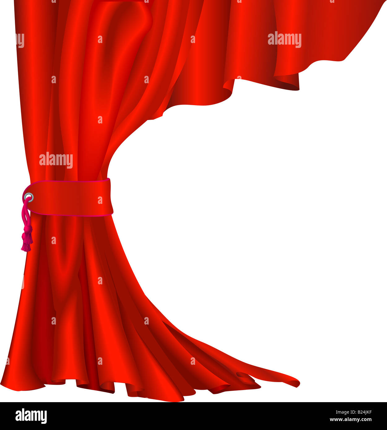 Illustrazione di rosso la tenda in velluto con fiocco come quelli in teatri e cinema Foto Stock