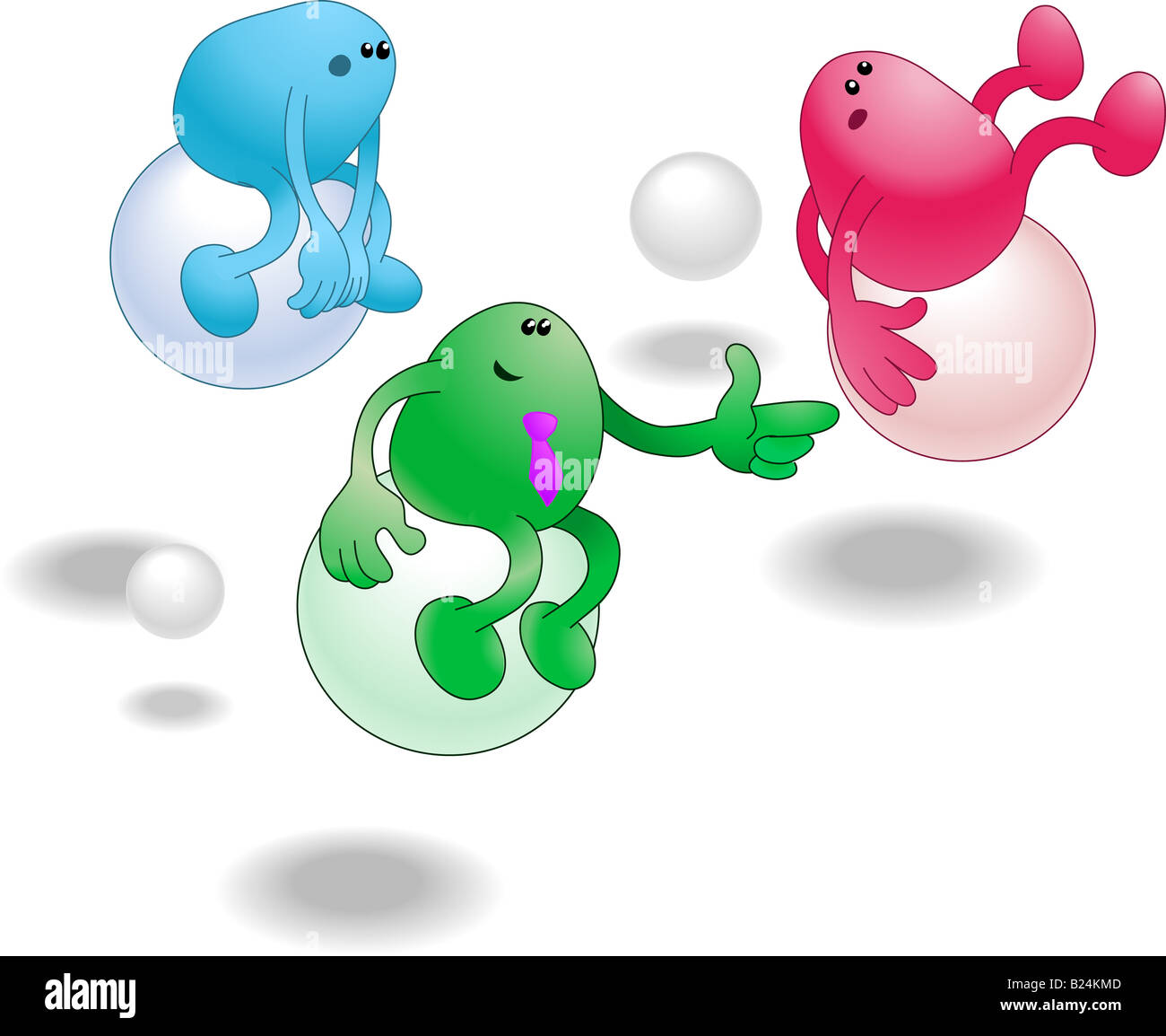 Tre beanie la gente di affari a cavallo lungo, solo verde sembra essere in controllo e godersi il viaggio! La metafora del business o del concetto Foto Stock