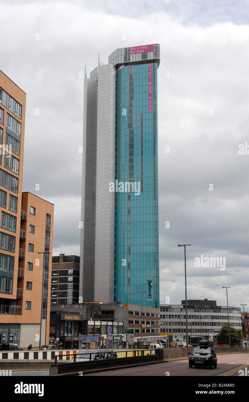 Sky Living Radisson SAS hotel di Birmingham in architettura moderna regno unito Foto Stock