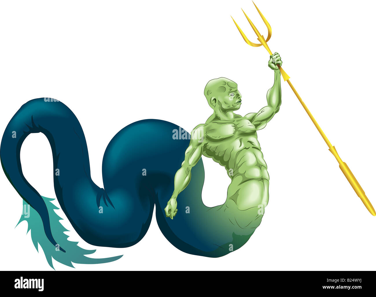 Un tipo di merman creatura del mare o del Dio Poseidone (Nettuno) dalla mitologia classica Foto Stock