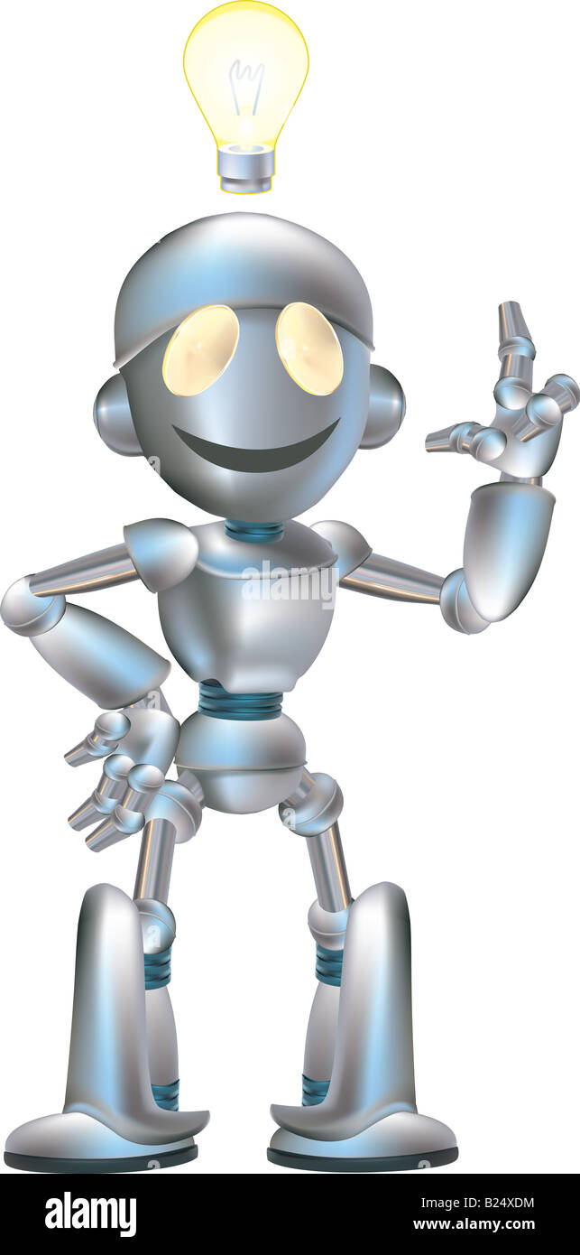Simpatico Robot un illustrazione di un cartoon carino shiny robot Foto Stock