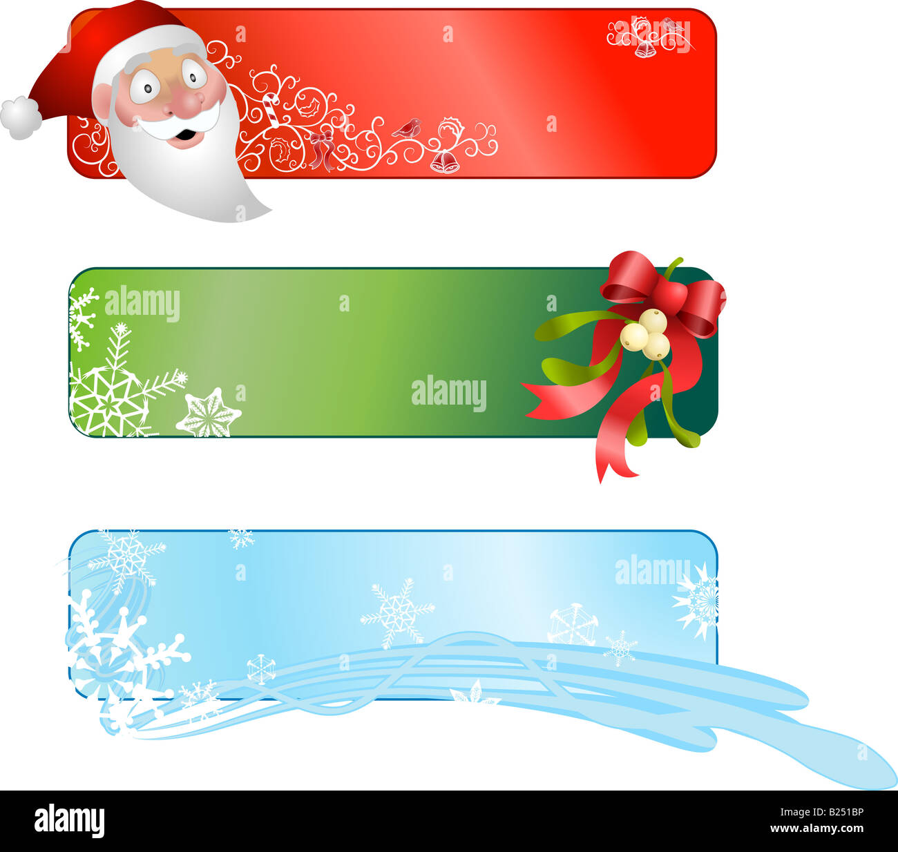 Banner di natale. Illustrazione di una serie di tre Natale design banner Foto Stock