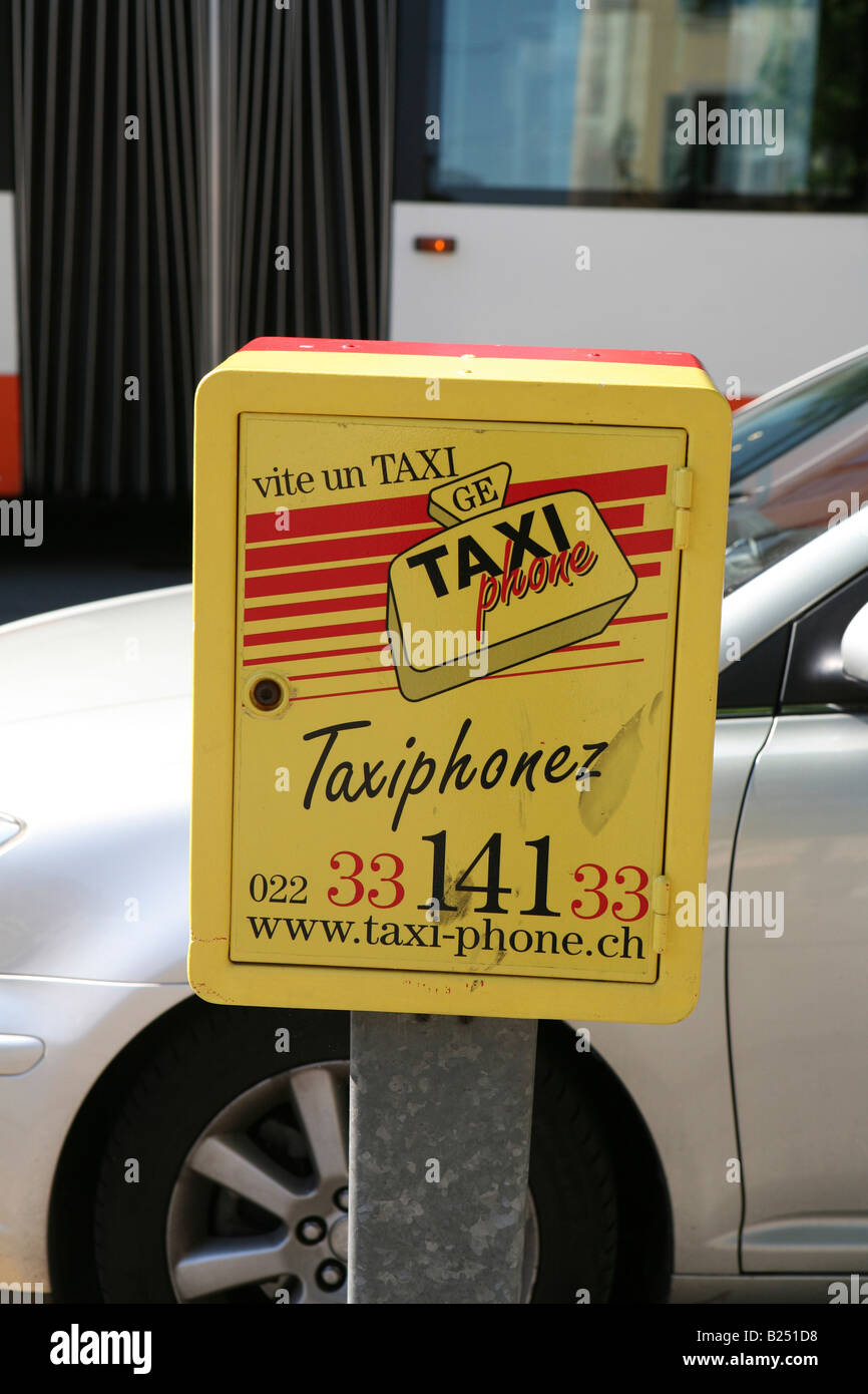Taxi segno (Geneve, Svizzera) Foto Stock