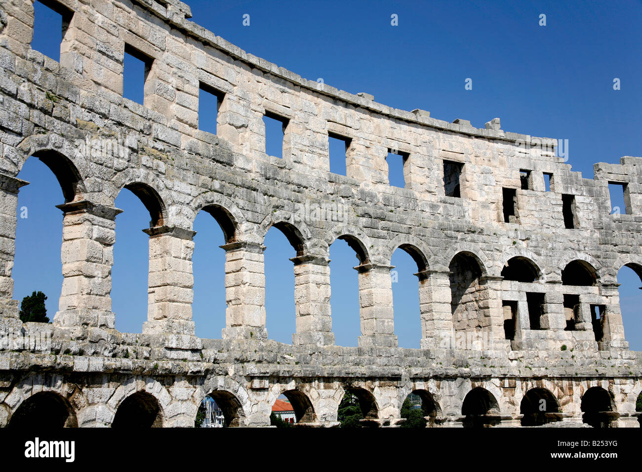 Antico Anfiteatro romano di Pola, Croazia, Balcani Foto Stock