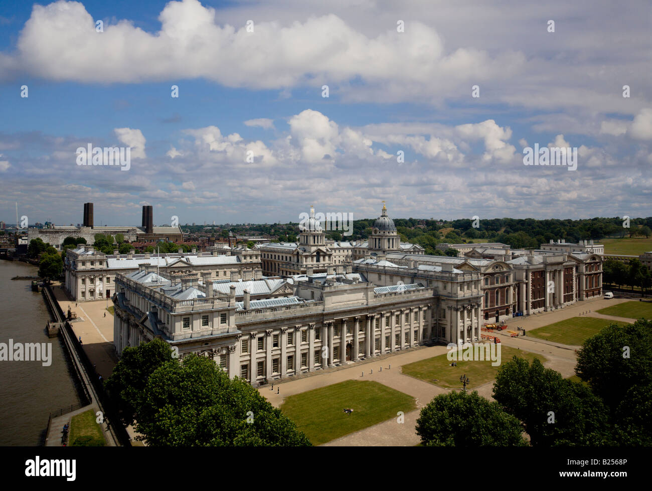 Vista aerea del vecchio Royal Naval College di Greenwich Foto Stock