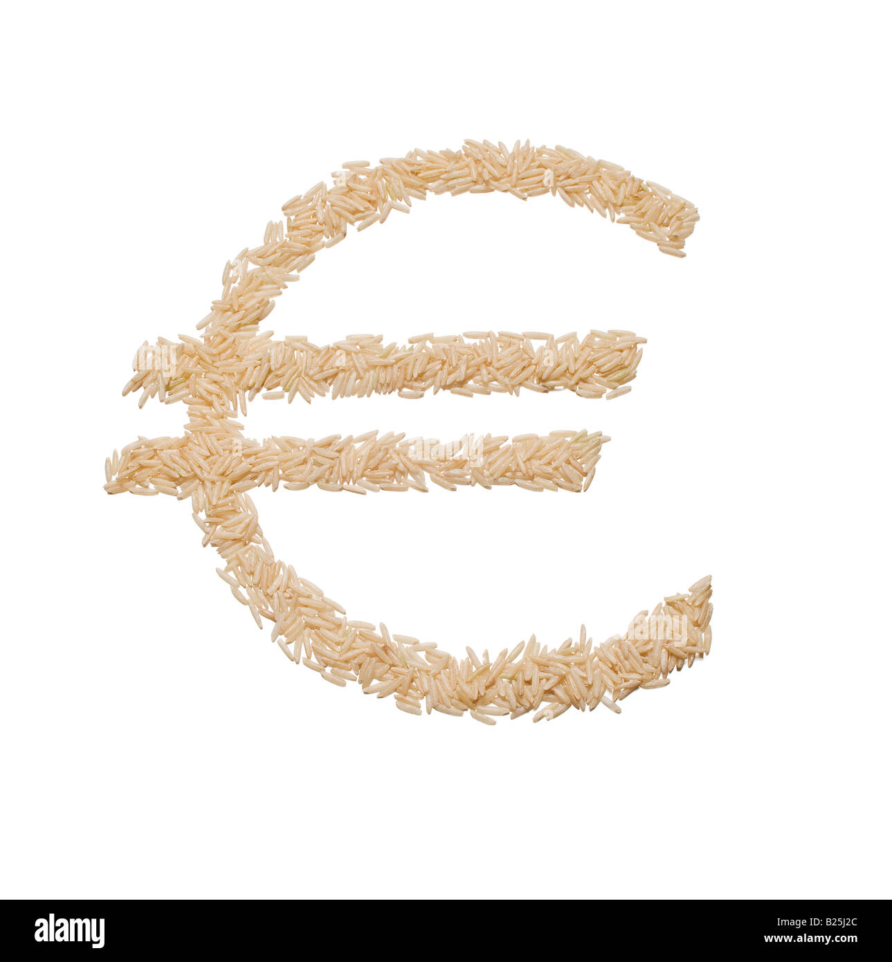 Simbolo euro realizzato da riso Foto Stock