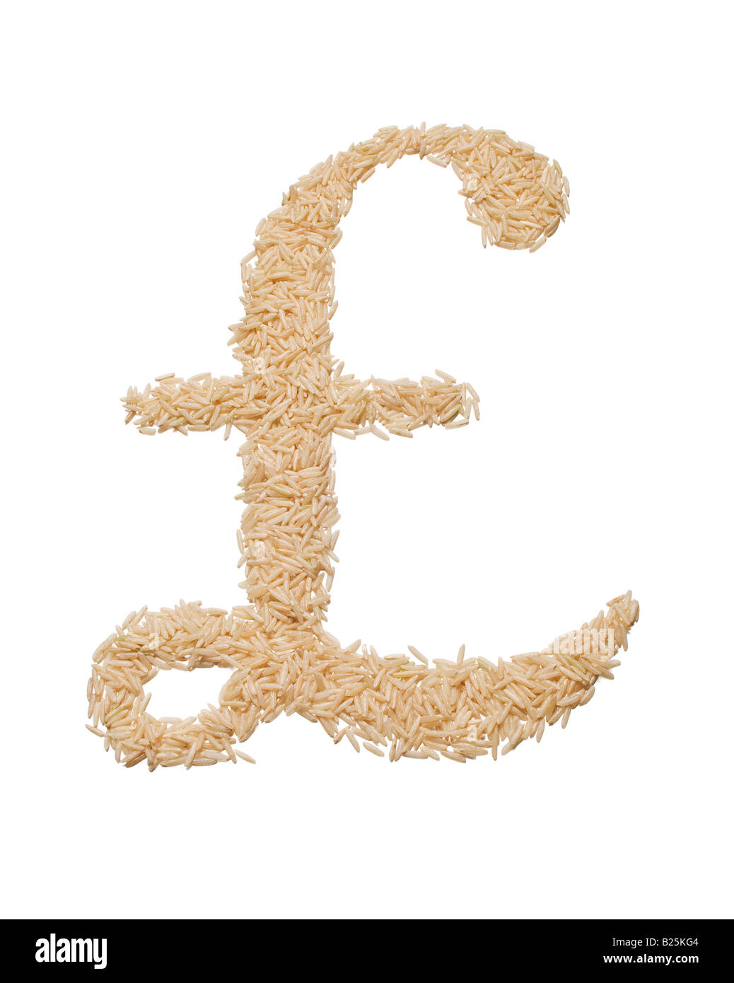 Sterlina simbolo costituito da riso Foto Stock