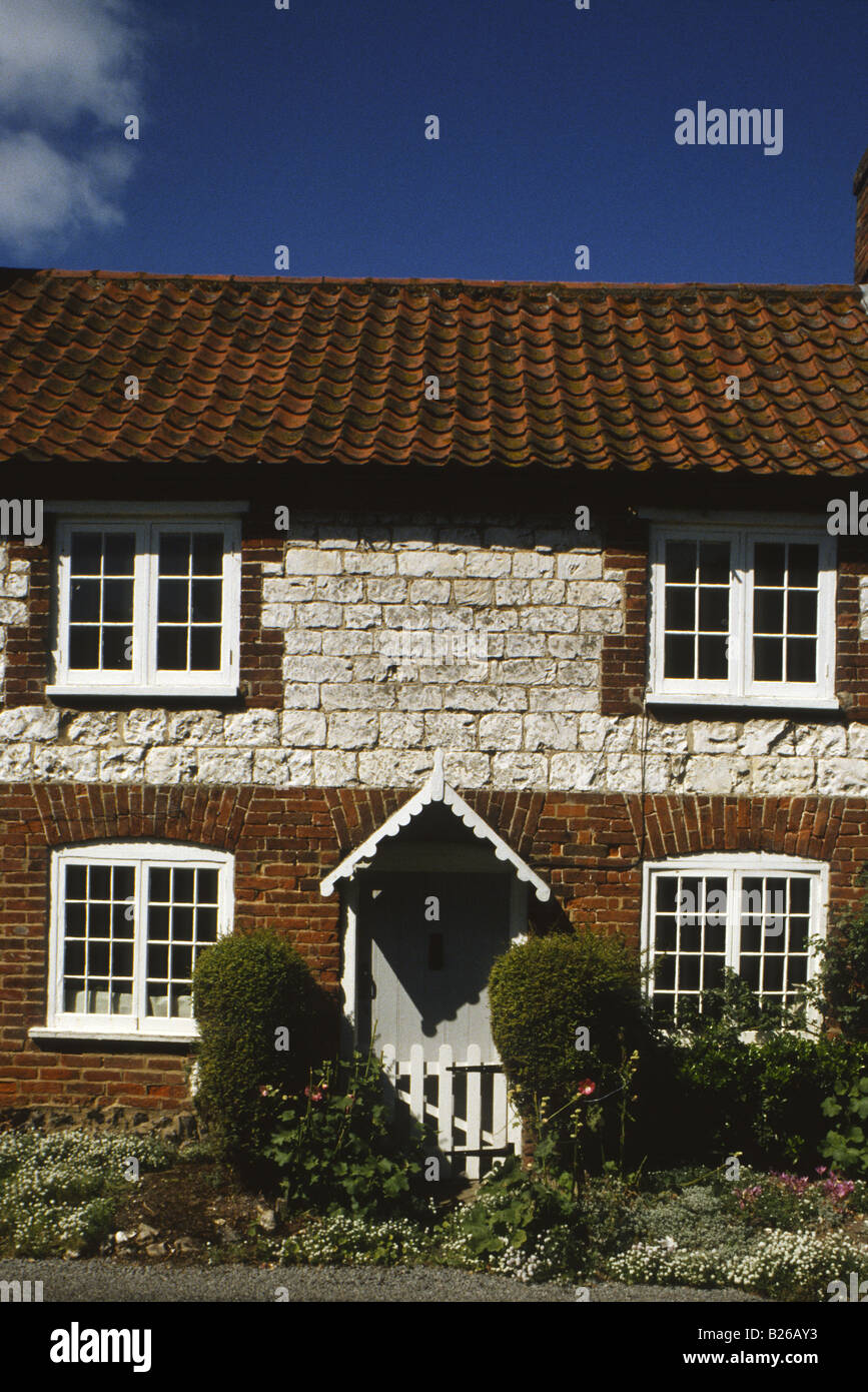 Burnham Overy North Norfolk cottage di gesso e mattoni Foto Stock