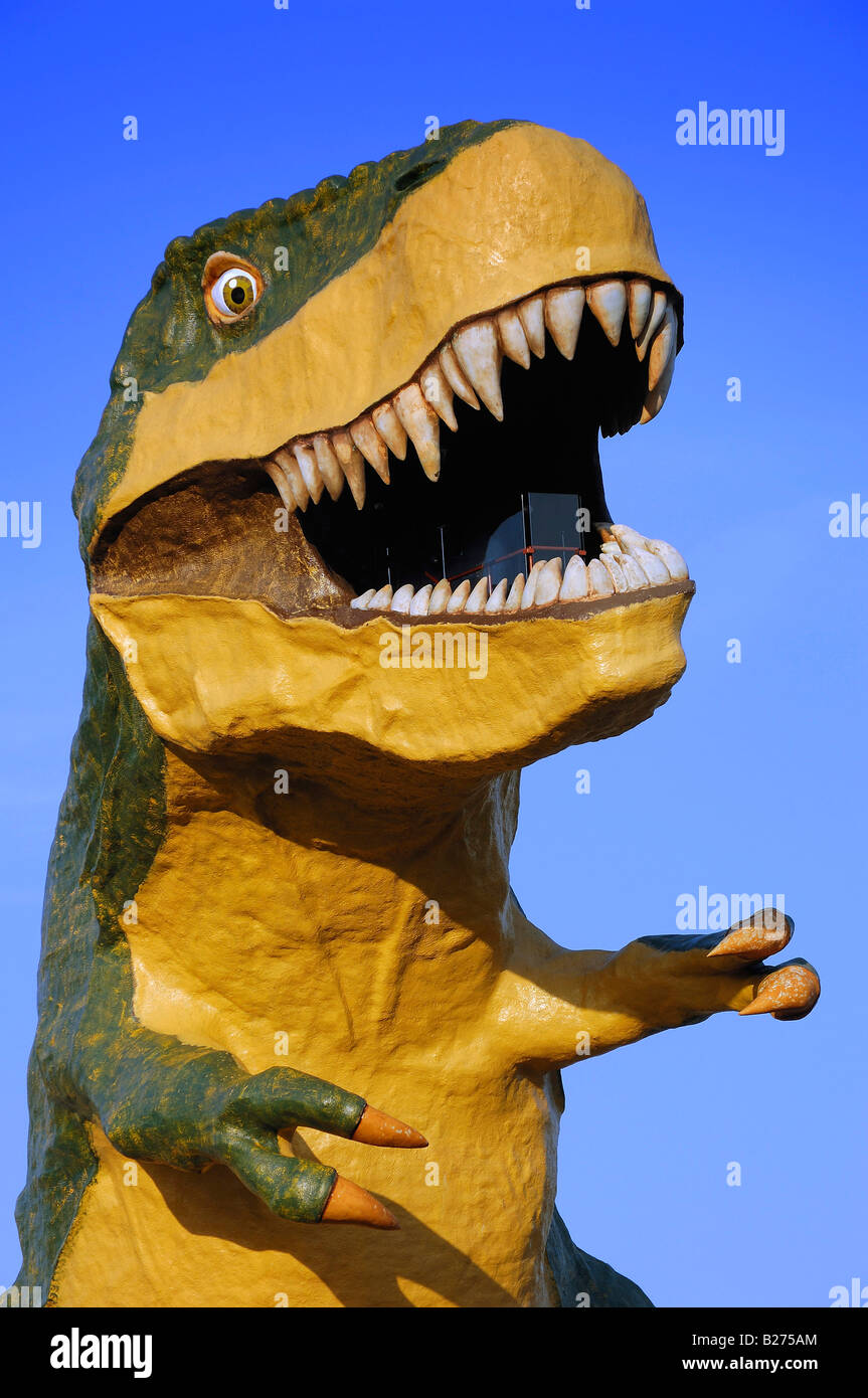 Tyrannosaurus Rex modello a Drumheller in Alberta, Canada Foto Stock