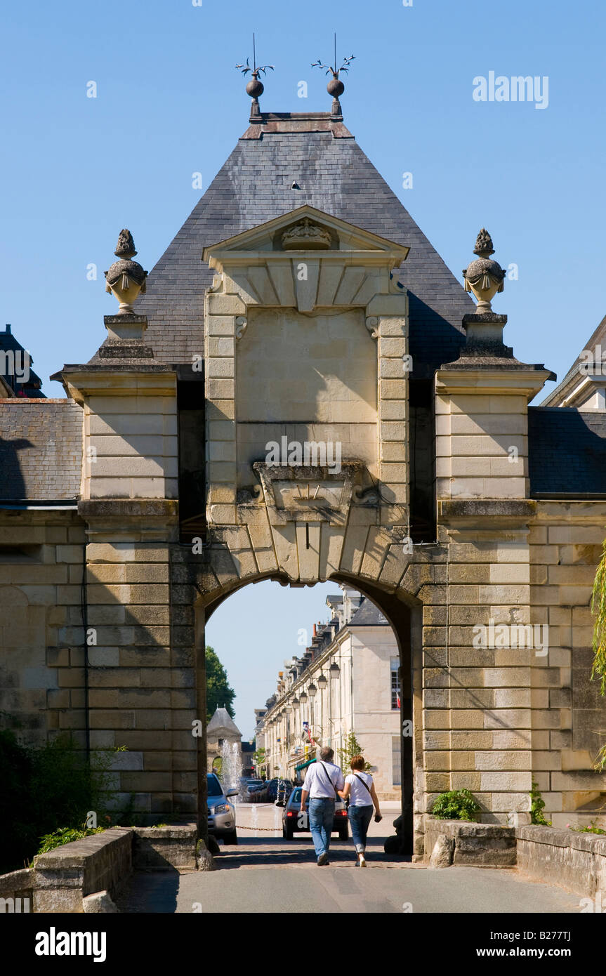 'Porte de Chatellerault' gateway, Richelieu, Indre-et-Loire, Francia. Foto Stock