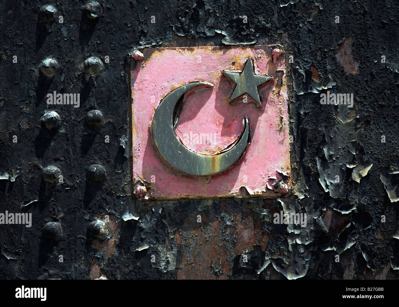 Emblema turco su vintage locomotiva a vapore Foto Stock