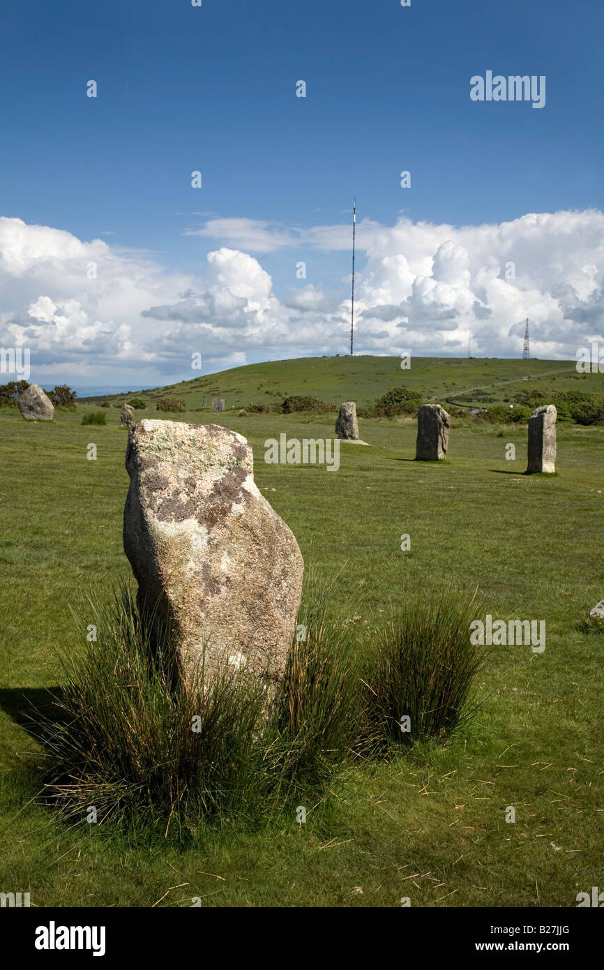 Parte di hurlers stone circle Bodmin Moor Cornovaglia Foto Stock