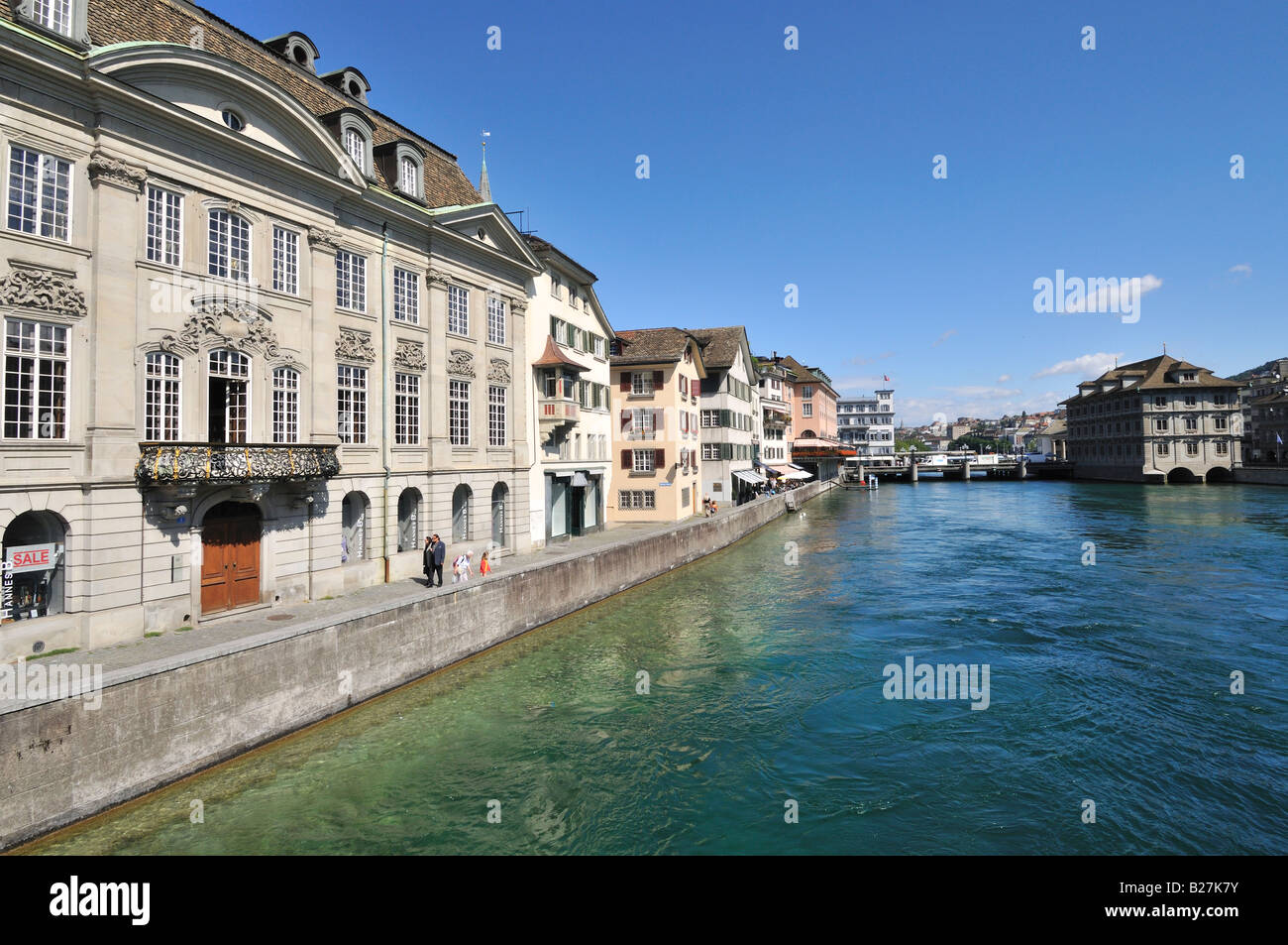 Casa della corporazione zur Meisen, fiume Limmat, Zürich, Svizzera Foto Stock