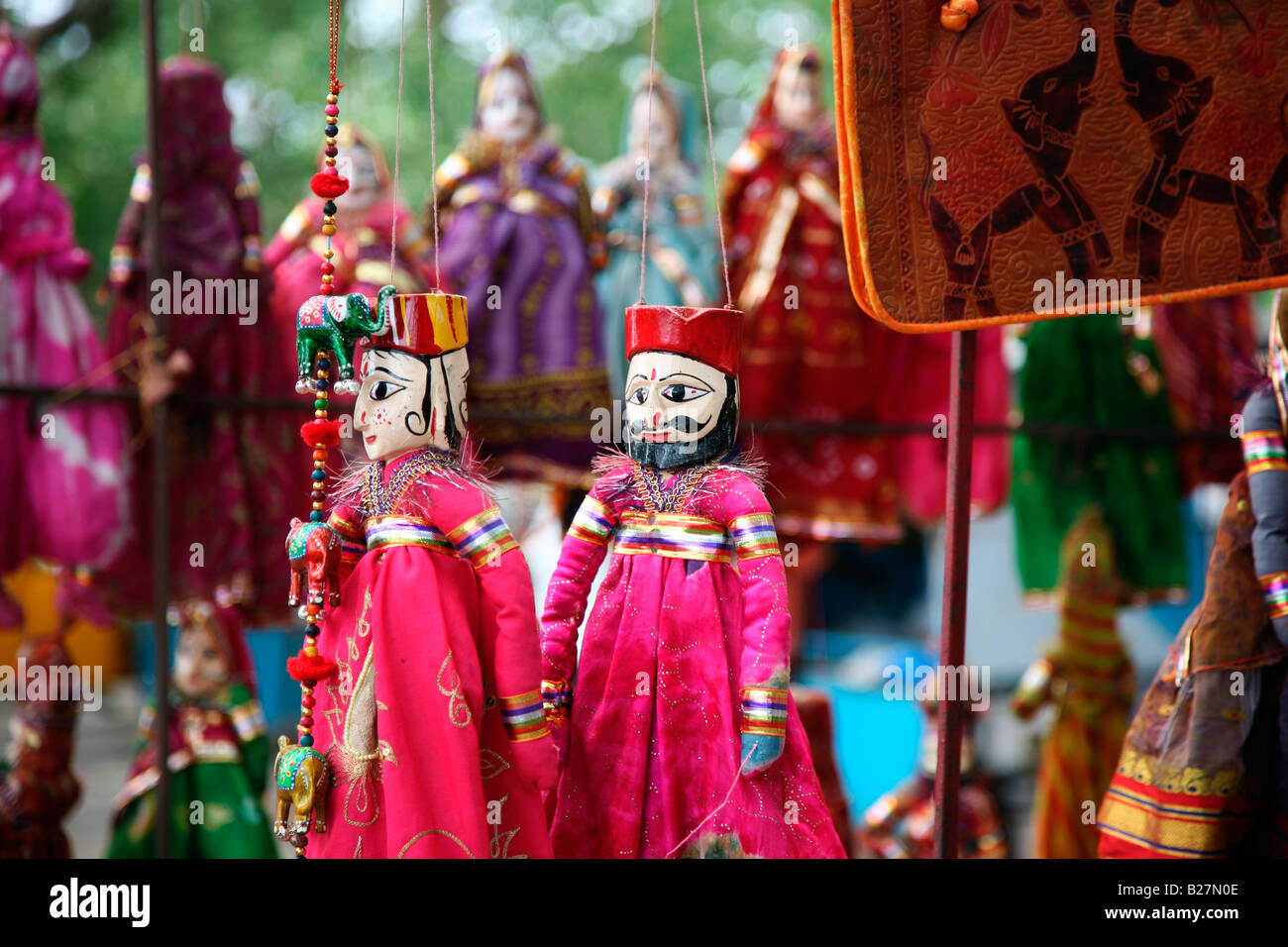 Le bambole di Rajasthan in vendita a fort kochi,Kerala, India Foto Stock