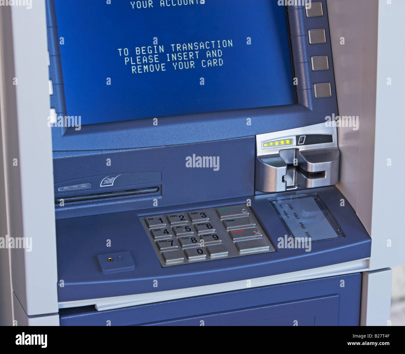 Close up automatic teller machine Foto Stock