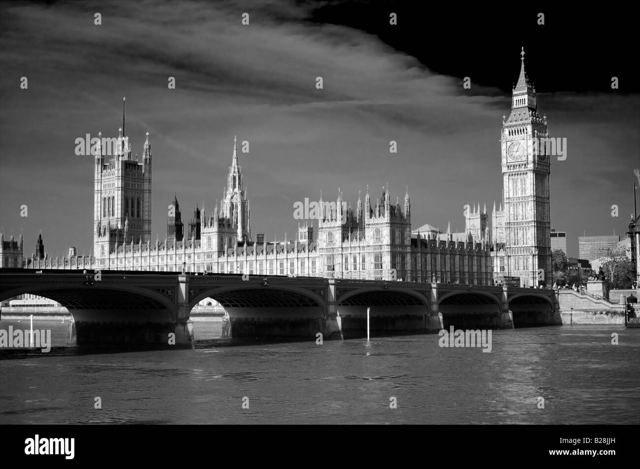 La Casa del Parlamento e il Westminster Bridge di Londra, Inghilterra Foto Stock