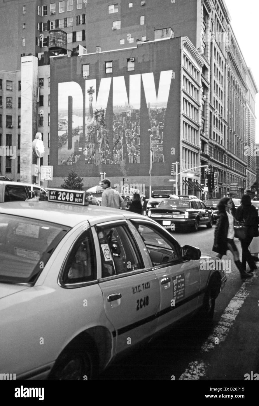 Occupato Manhattan Street scene Taxi New York New York Stato US Foto Stock