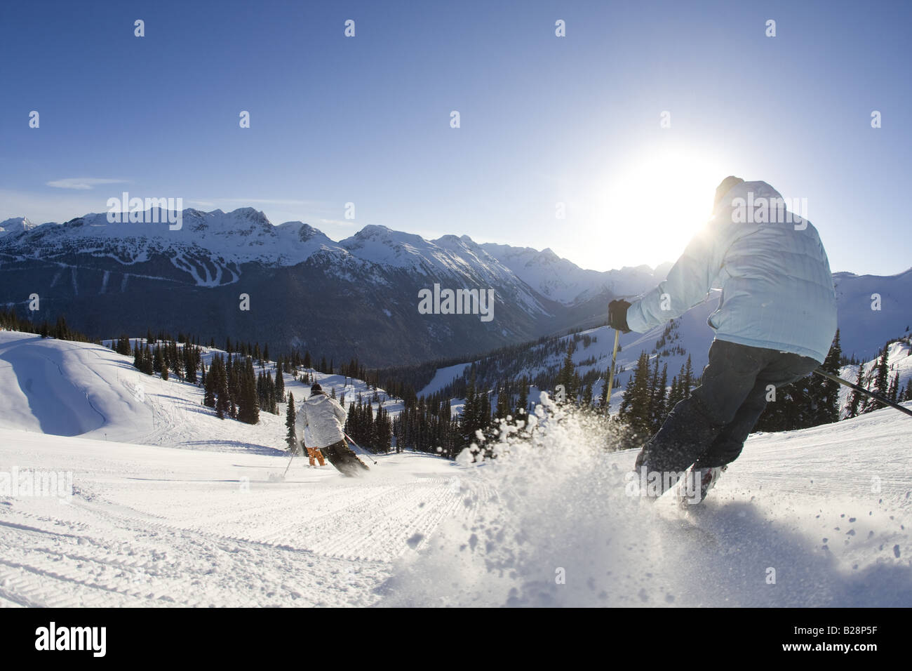 Godendo di piste di Whistler della Columbia britannica in Canada Foto Stock