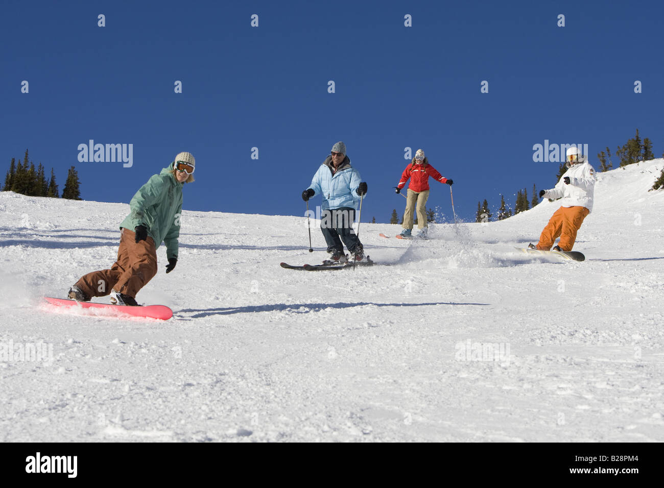 Godendo somr piste Whistler della Columbia britannica in Canada Foto Stock