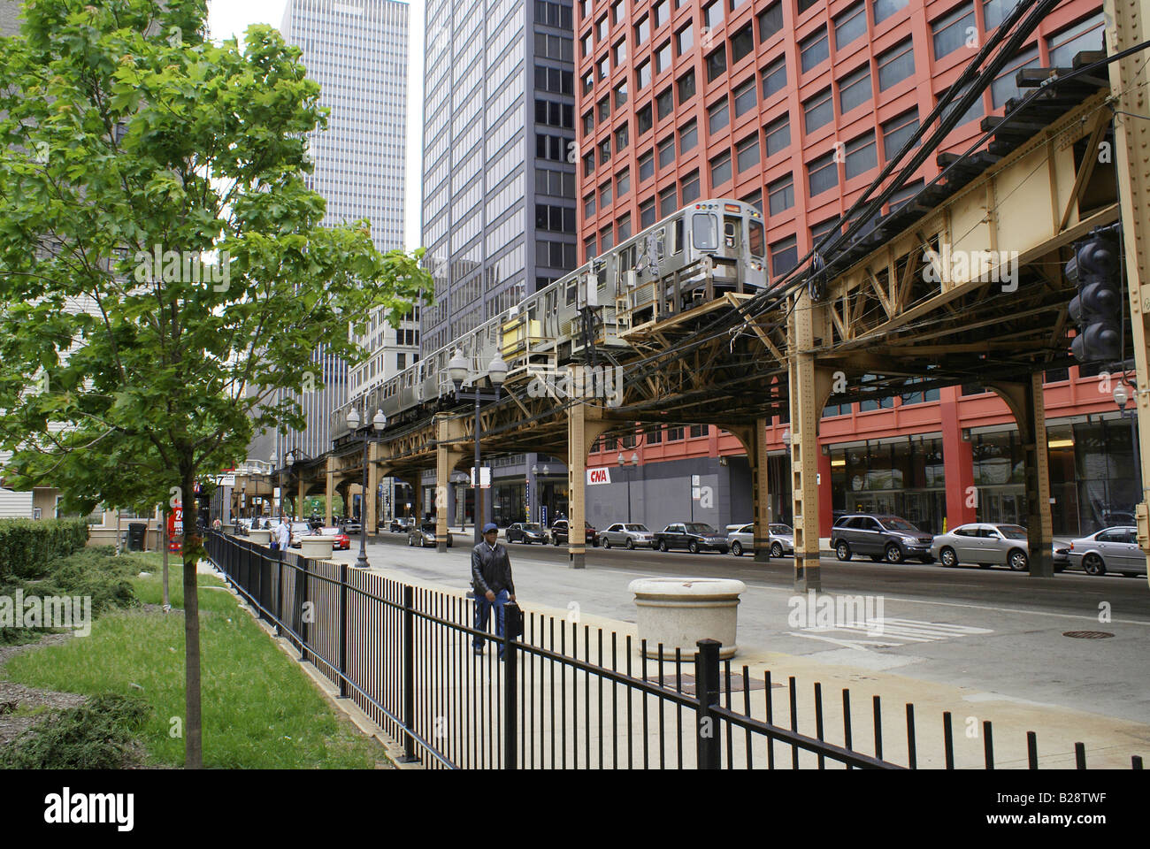 Chicago elevato 'L' sistema di transito Foto Stock