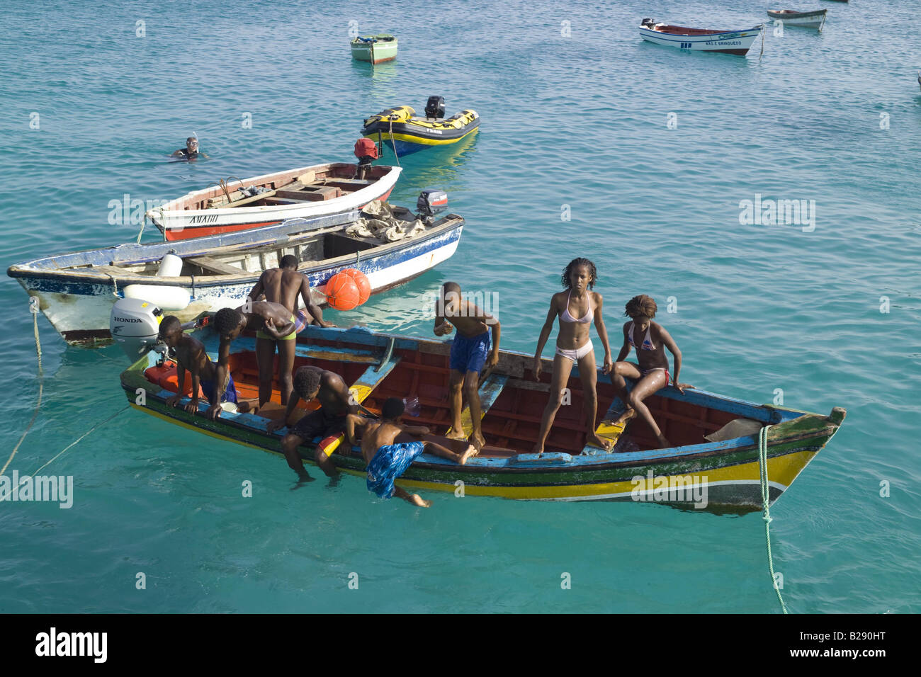 Barche da pesca Santa Maria Isola di Sal Isole di Capo Verde Foto Stock
