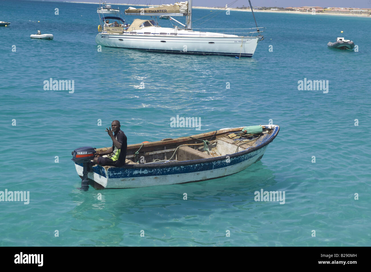 Barca da pesca di Santa Maria Isola di Sal Isole di Capo Verde Foto Stock