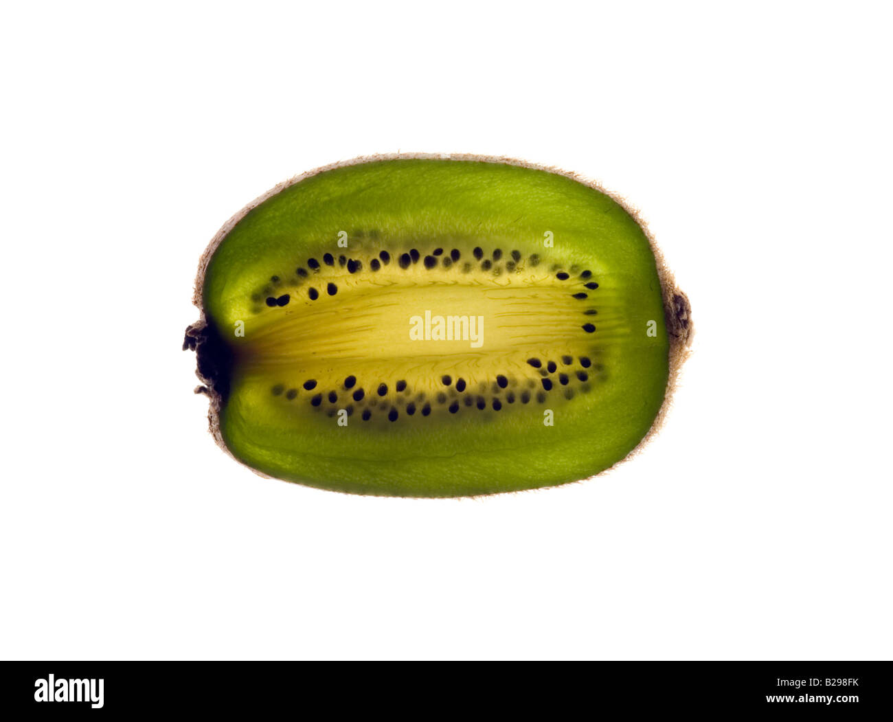 Fette di kiwi su sfondo bianco Foto Stock