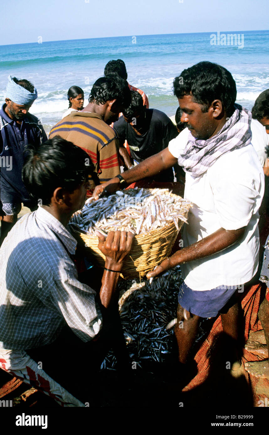 India del sud Tamil Nadu Chennai spiaggia pescatori Foto Stock