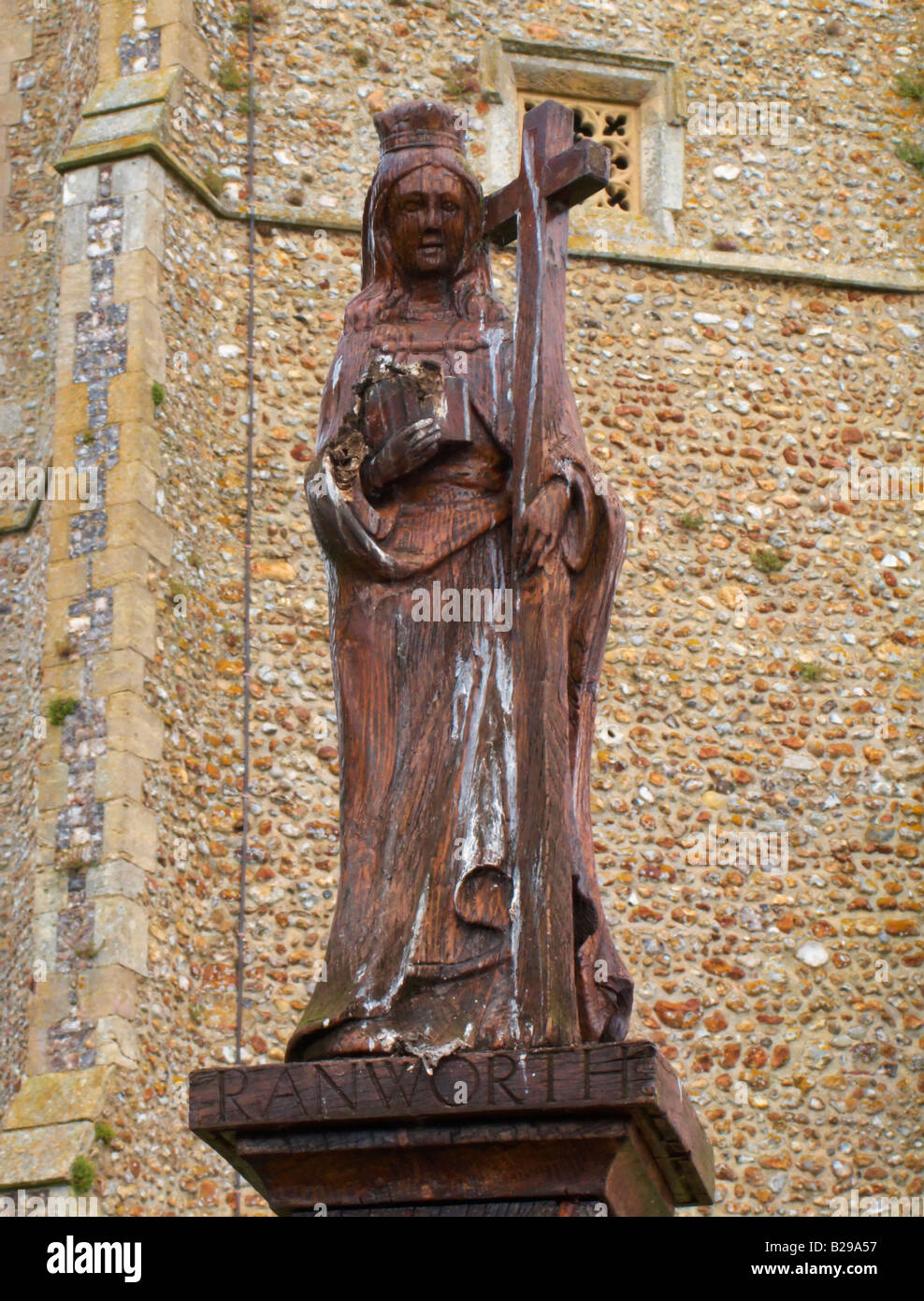 Il segno esterno Ranworth chiesa in Norfolk Broads Foto Stock