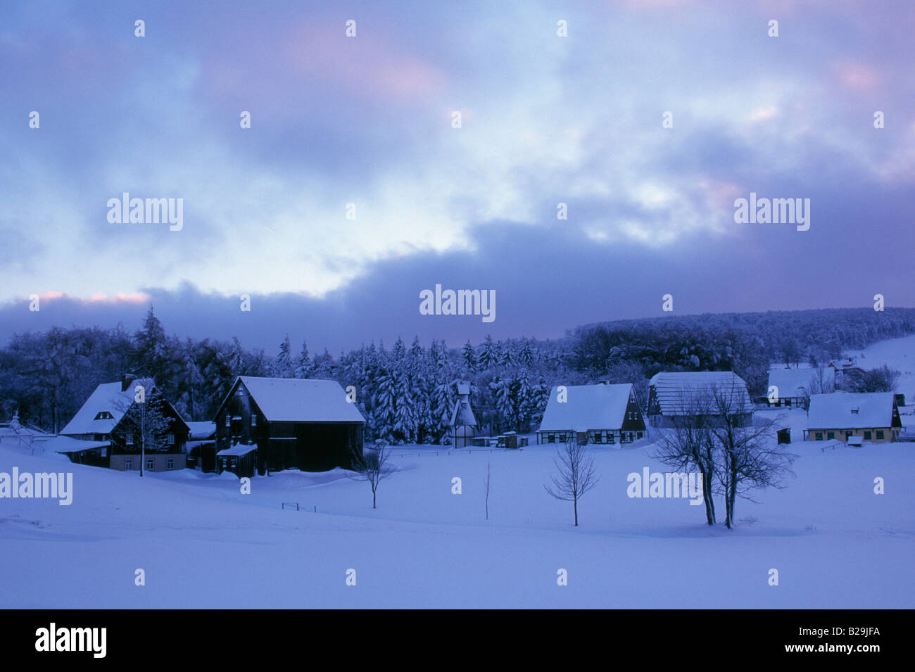 Coperte di neve case / Seiffen Foto Stock