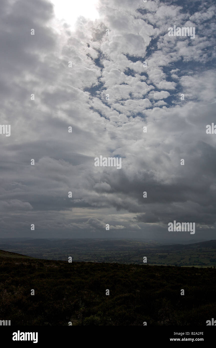 Una vista di Shropshire dalla lunga Mynd Foto Stock