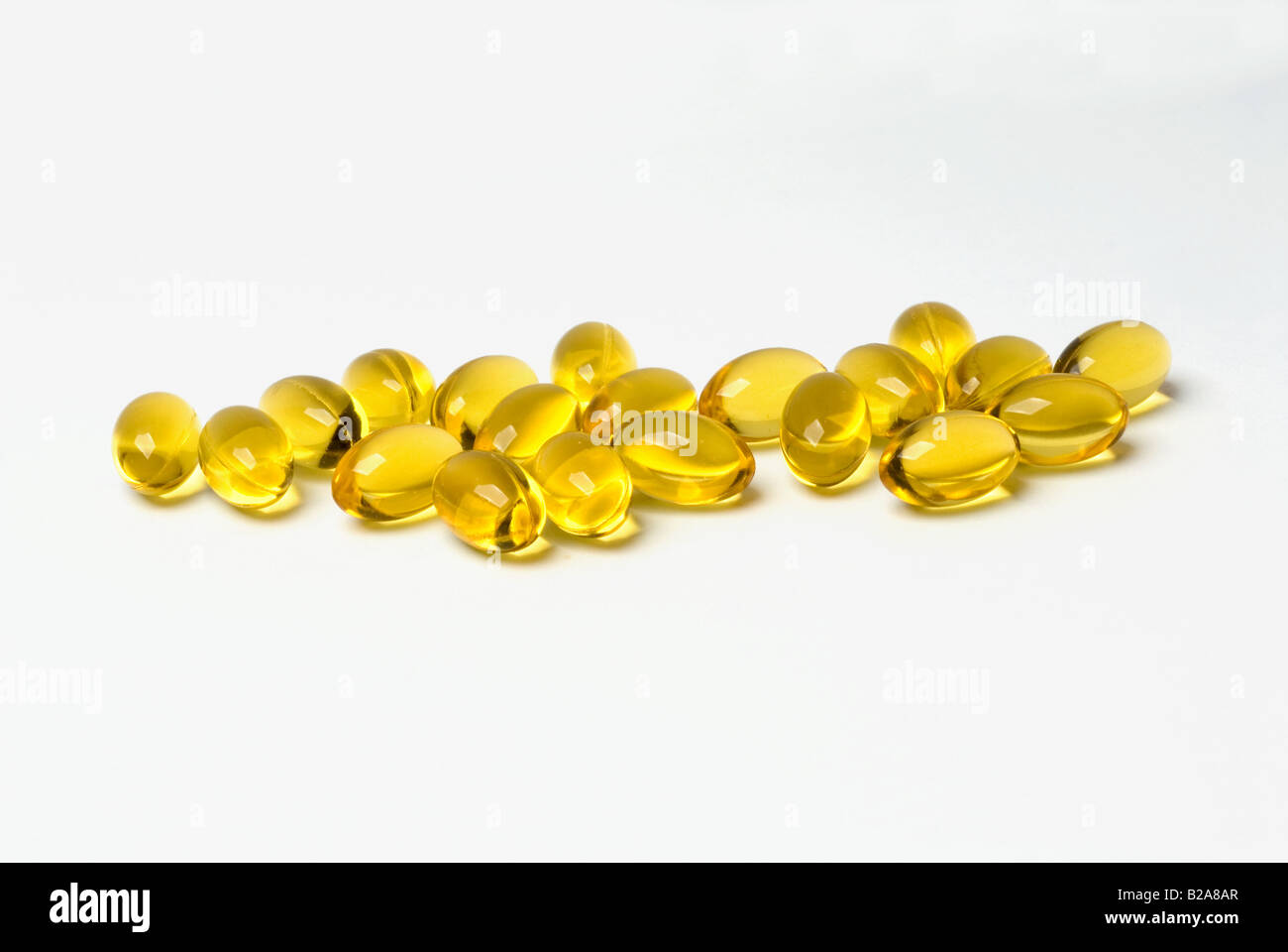 Omega 3 e Omega-6 liquido integratore vitaminico di capsule per la nutrizione e la funzionalità del cervello e degli occhi Foto Stock