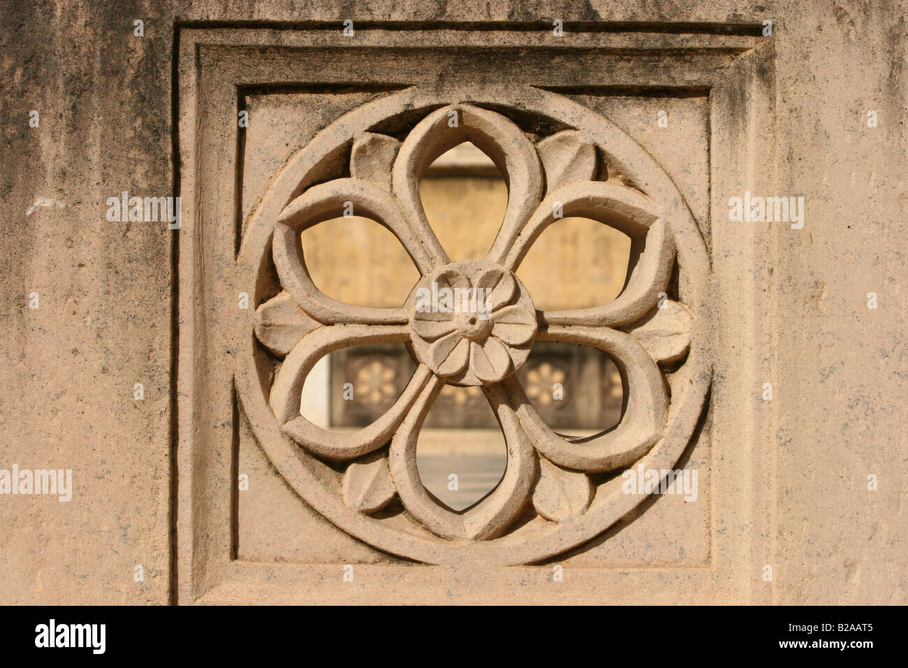 Dettaglio del carving dal cenotaphs di Jaipur Maharajas. Foto Stock