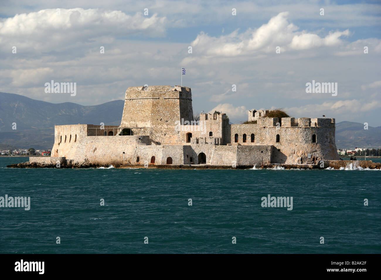 Il castello isola di Bourtzi in Nafplio Grecia Foto Stock