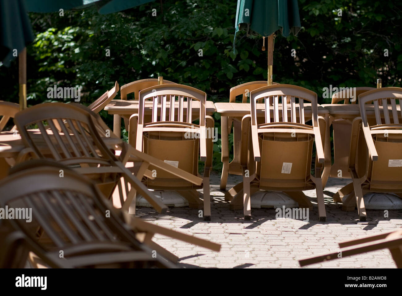 Vuoto ristorante all'aperto. Foto Stock