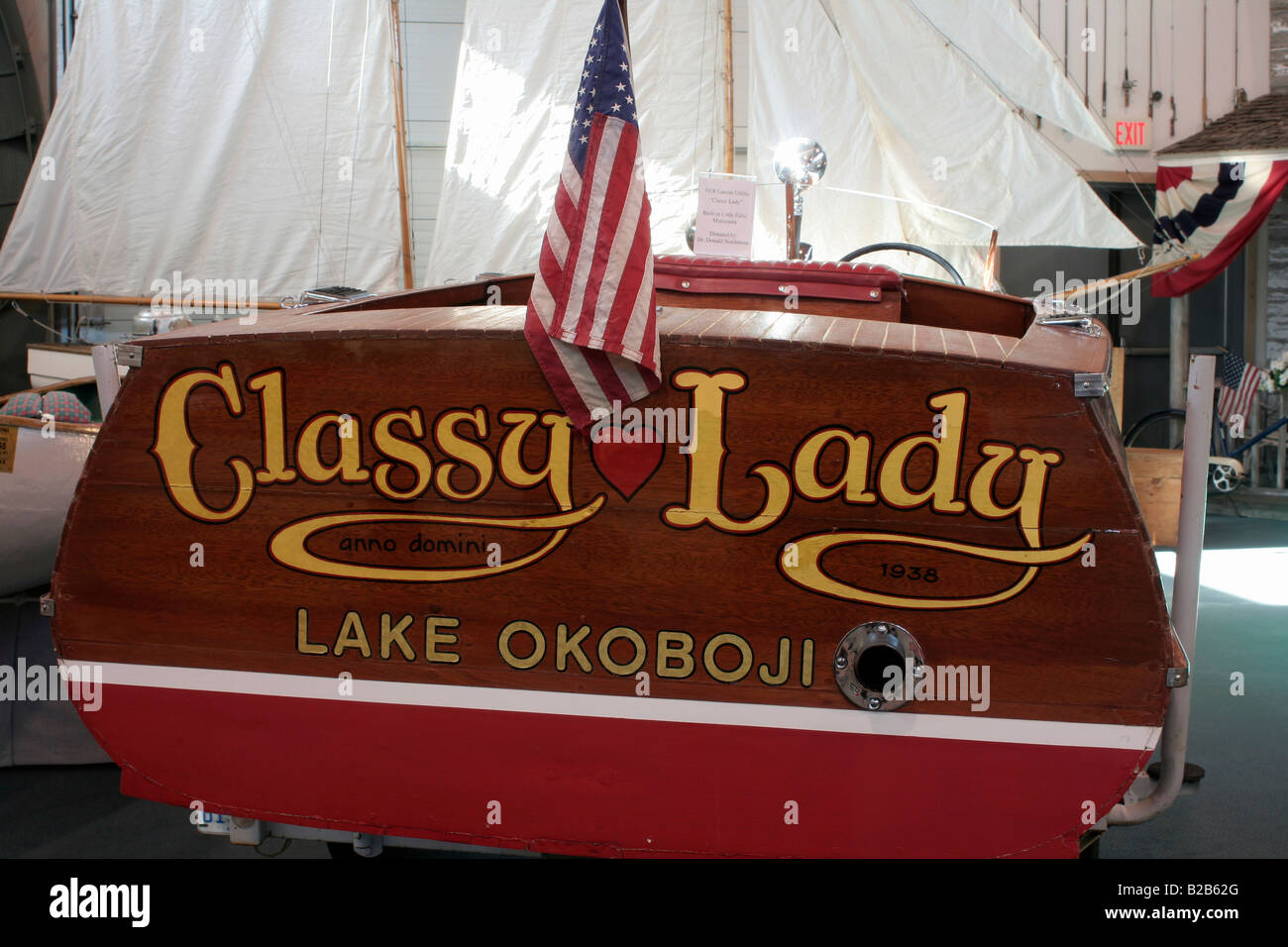 Classiche in legno barca a vela Iowa Great Lakes Maritime Museum Foto Stock