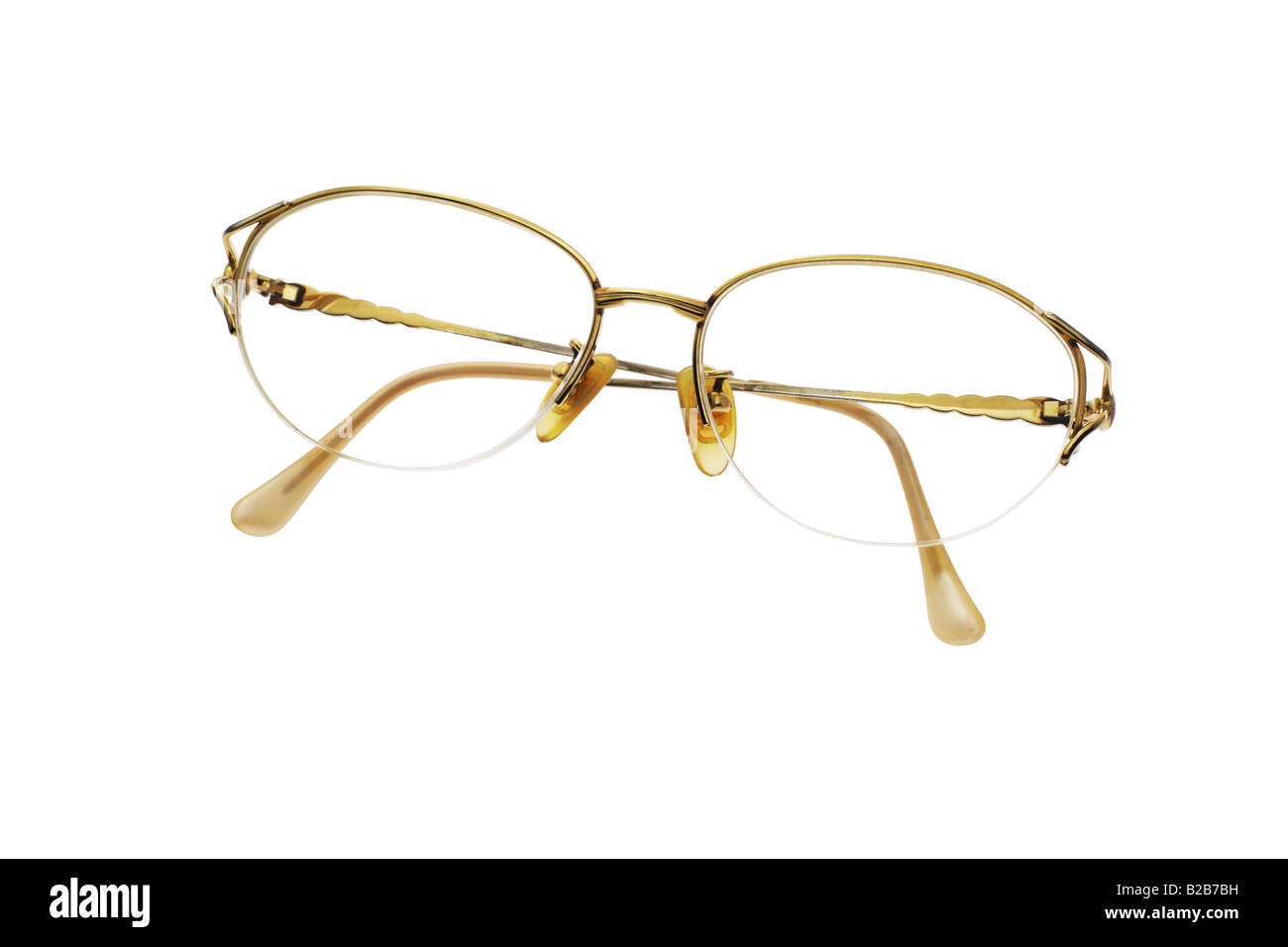Occhio femminile occhiali su sfondo bianco Foto Stock