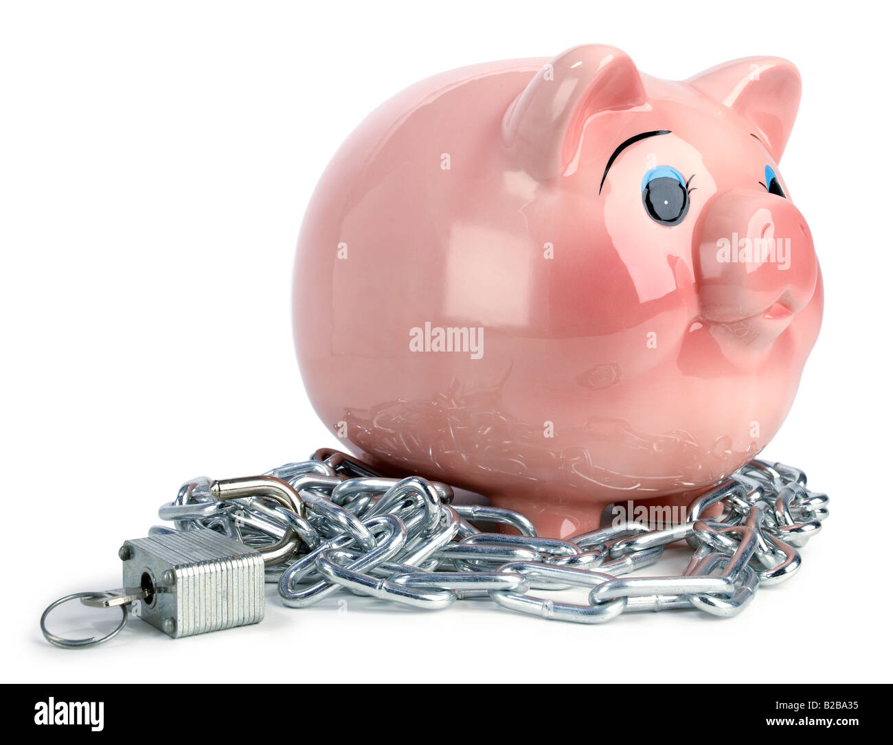 Salvadanaio il lucchetto della catena Foto Stock