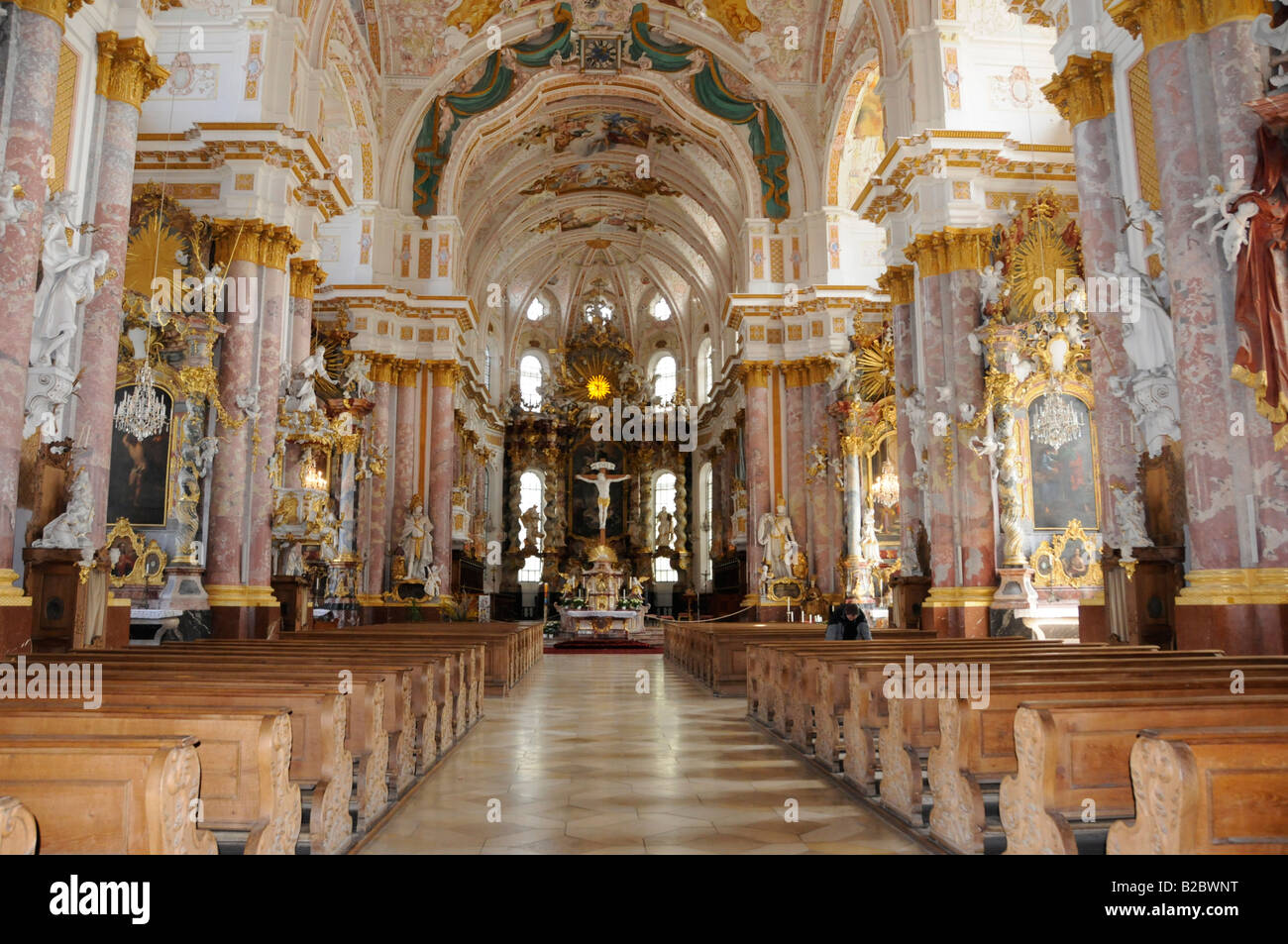 Vista interna, Fuerstenfeld Abbey, Fuerstenfeldbruck, Baviera, Germania, Europa Foto Stock