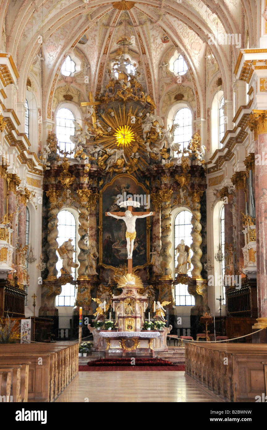 Presbiterio, Fuerstenfeld Abbey, Fuerstenfeldbruck, Baviera, Germania, Europa Foto Stock